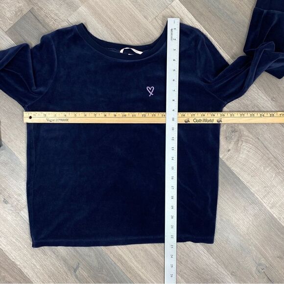 Victoria’s Secret Velour Crossover Split Back Pullover Sweatshirt Blue Medium - Picture 11 of 13